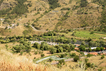the landscape surrounding the Vardzia cave monastery complex along the Mtkvari (Kura) River in the Samtskhe-Javakheti region of southern Georgia © Olga