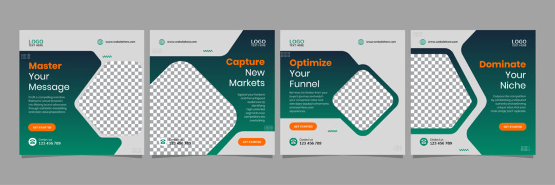 Modern Business Marketing Carousel Post Template Set for Social Media Branding Editable AI file