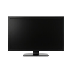 Fototapeta premium Modern black computer monitor with a blank dark screen and stand