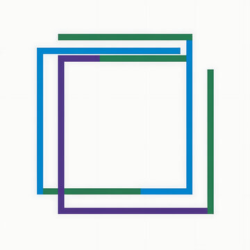 Minimalist geometric square frame, abstract overlapping colorful lines on white background, modern linear border for digital art