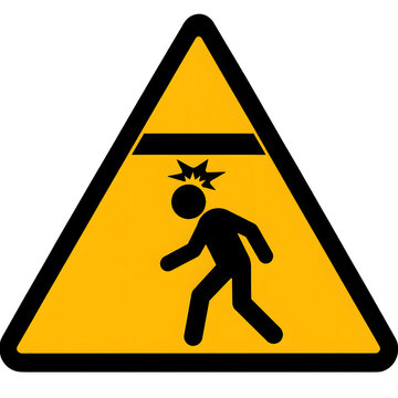 Low Headroom Overhead Obstacle Yellow Triangle Warning Sign