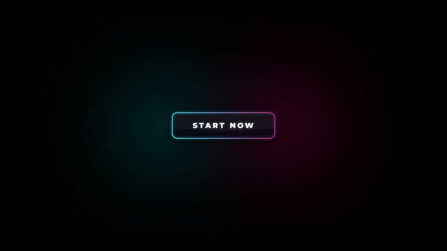 Abstract glowing neon text boxes with teal and magenta light pulses on black background