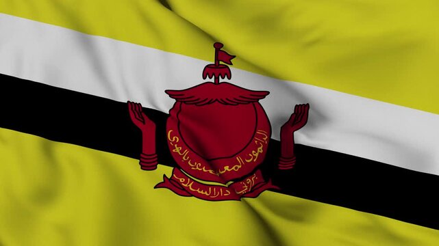 4K animation of the Bruneian national flag waving in the wind