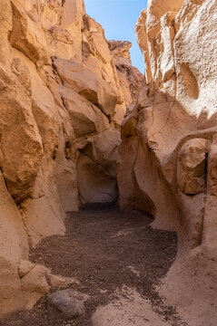 A view of  a boulder filled section of the Culebrillas canyon narrows close to Arequipa, Peru in the dry season