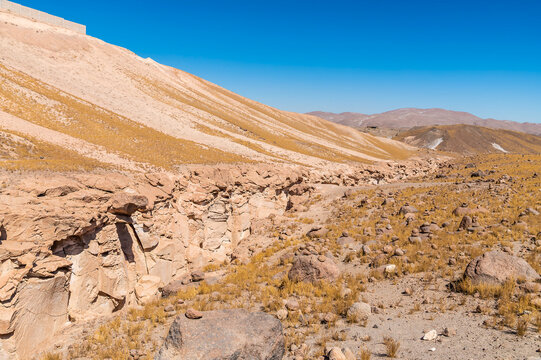 A view along the top of the Culebrillas canyon close to Arequipa, Peru in the dry season