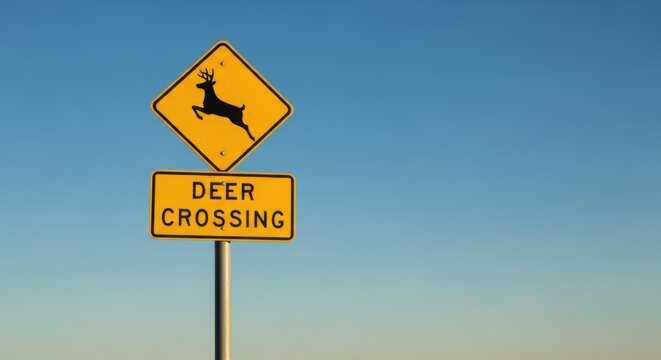 Caution Wildlife Crossing Alert Signage Outdoors
