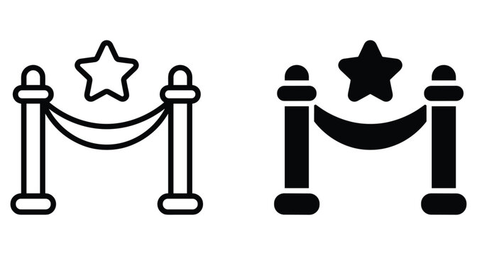 VIP red carpet velvet rope barrier stanchion icons with star symbol for celebrity events movie premieres awards ceremonies and exclusive access