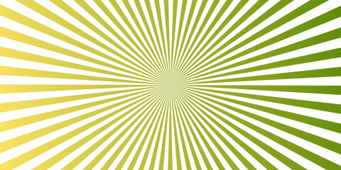 Fototapeta premium Modern yellow and olive sunbeam rays background, striped light rays exploding outward, abstract vibrant vector graphic for website header, brochure and advertising.