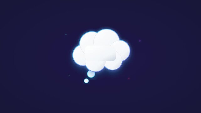 Animated thought bubble appearing with glowing light bulb idea icon