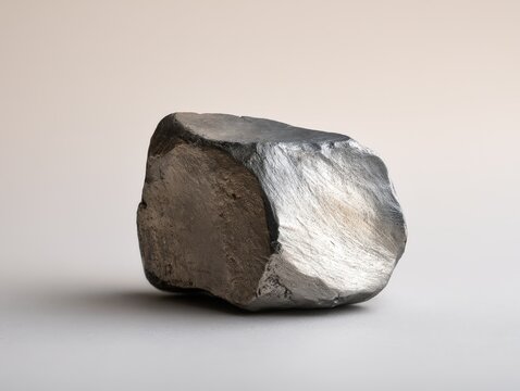 Raw Niobium Metal Ore with Silvery Fractured Geometry