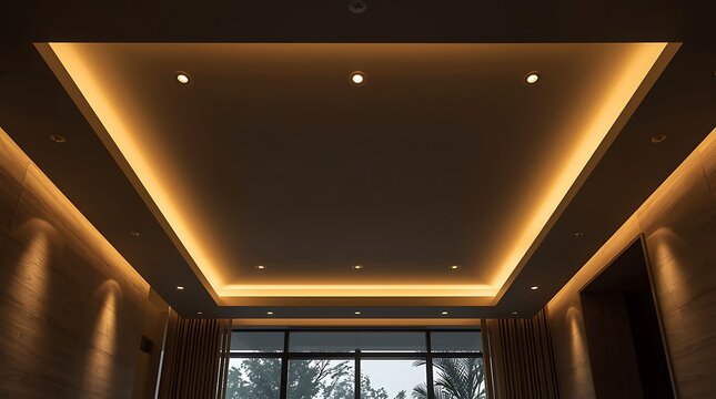Modern Interior Ceiling Design with Recessed Lighting.