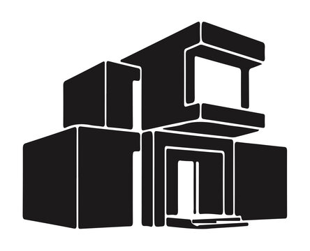Modern minimalist modular luxury villa vector icon