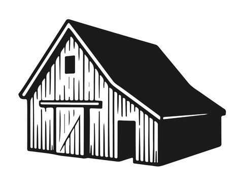 Vintage rustic wooden farm barn vector icon