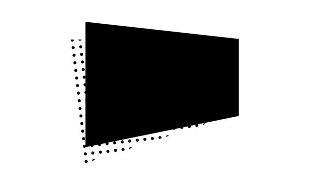 Black rectangular geometric shape with dotted outline and perspective view rectangle shape abstract shape graphic element design element dotted border white background geometry dimension