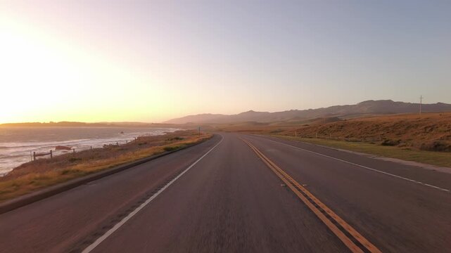 Big Sur Pacific Coast Highway Southbound 9 San Simeon to Morro Bay 12 Rear View MultiCam Driving Plate California USA