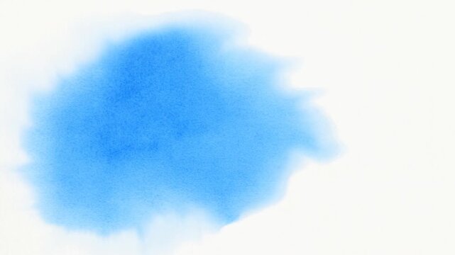 Blue abstract blurred shape isolated against white background with static composition
