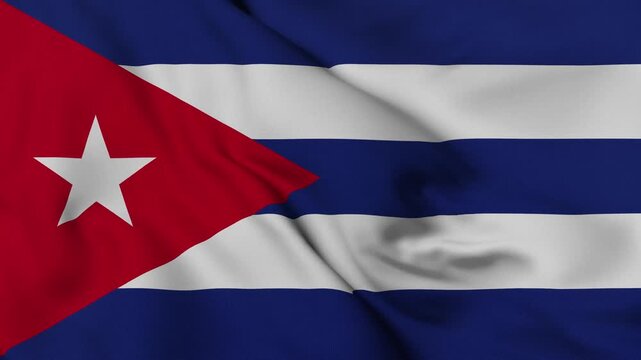 4K animation of the Cuban national flag waving in the wind