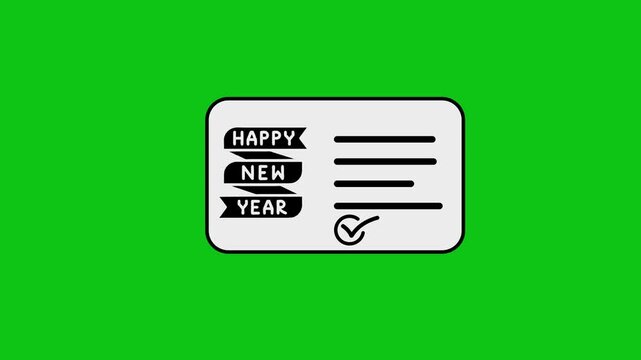 Happy new year message on a checklist with checkmark green screen motion graphics footage.