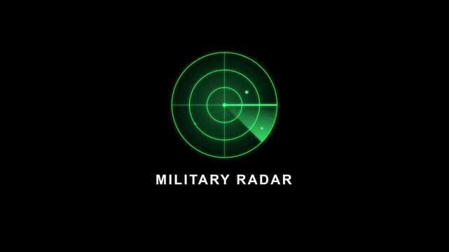 Military Radar Scanner Animated Icon with Green Detection Screen