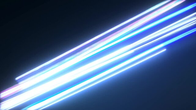 Glowing diagonal light bars illuminate a dark abstract background with blue ambience