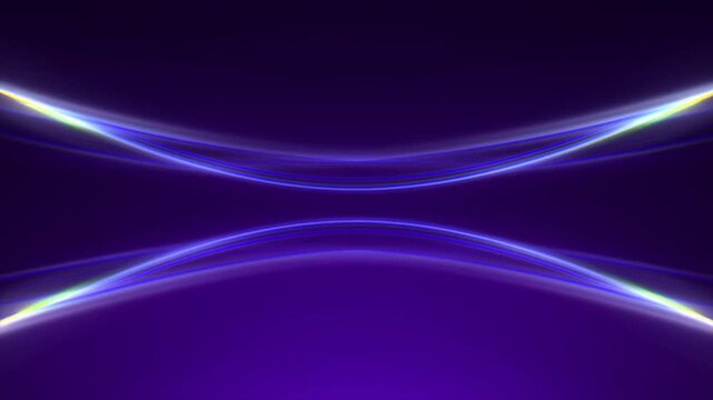 Abstract purple light streaks extend inward across dark gradient background with glowing motion