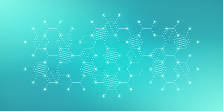 Genetic engineering and molecular structure, hexagon DNA network, science chemical and biotechnology concept, innovation technology, healthcare, and medicine design