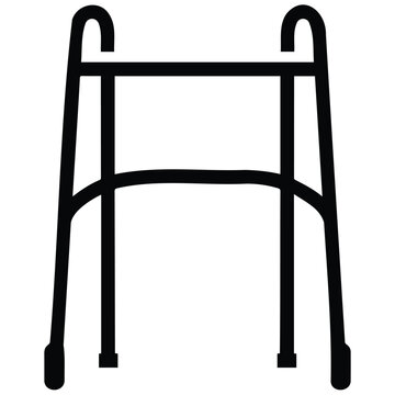 Medical walking frame black silhouette icon representing rehabilitation and geriatric mobility.