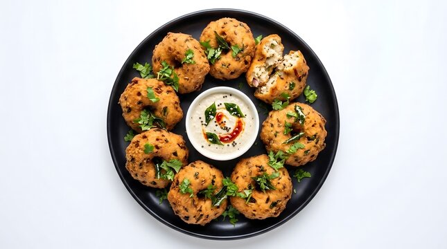 Artistic Circular Ulundu Vade Food Presentation