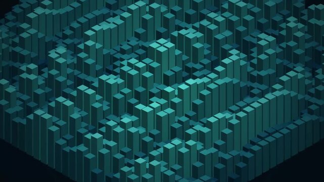 Isometric 3D Blue Cuboid Grid For Data Visualization Background
