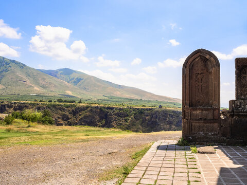 ancient khachkar in Saghmosavank Monastery