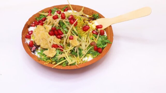Indian Chaat Dahi Bhalle with Curd and Sweet Sauce