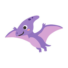 Cute Purple Pterodactyl Dinosaur Vector Illustration © olegganko