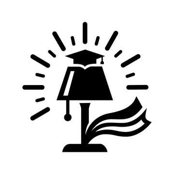 Graduation Lamp and Book Education Vector Icon