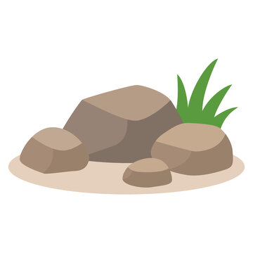Prehistoric Rocks and Grass Vector Illustration