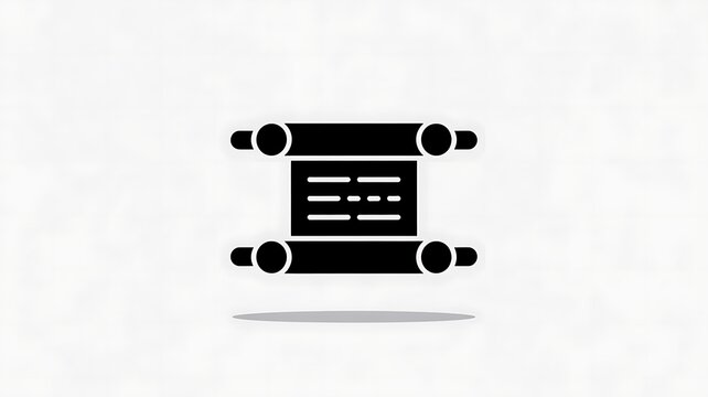 Black paper scroll icon on simple background