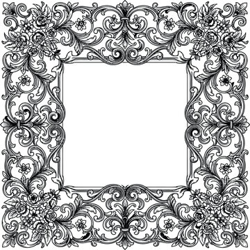 Intricate vintage decorative border frame with ornate floral pattern