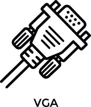 Isolated VGA cable connector icon illustration