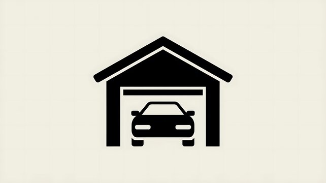 Black car inside a garage icon