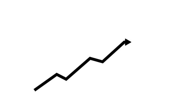 Black curved upward arrow isolated on white background indicating growth, progress and success.