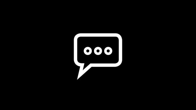 Chat Bubble Icon Three Dot Pop Up Animation 4k Transparent Alpha Channel