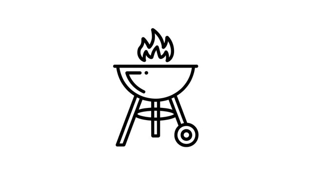 Black outline icon of a hot barbecue grill