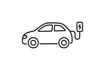 Fototapeta premium Electric car charging icon line art style