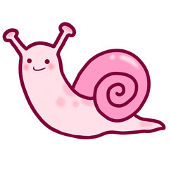 Cute Pink Snail Cartoon Illustration with Transparent Background © gupayyy