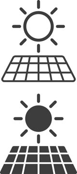 Sun and solar panel energy icon vector design with green energy renewable energy solar power eco energy ecology icon electricity vect