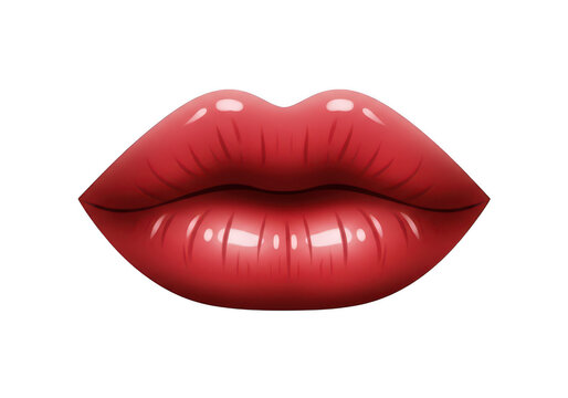 Glossy red lips digital isolated on transparent background