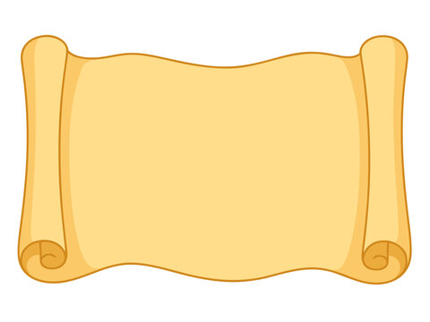 blank parchment scroll with rolled edges, ready for your text or design, treasure map, vector