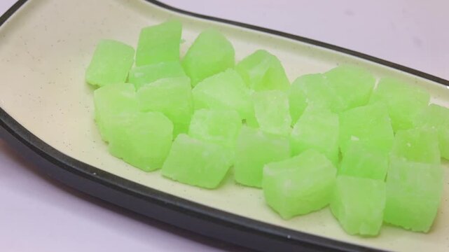 Petha is a translucent soft candy from the Indian subcontinent made from ash gourd or white pumpkin