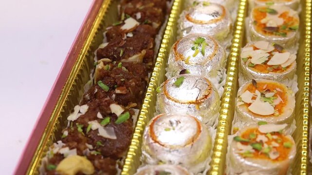 Assorted sweet box mithai box mixed with different kinds of sweets