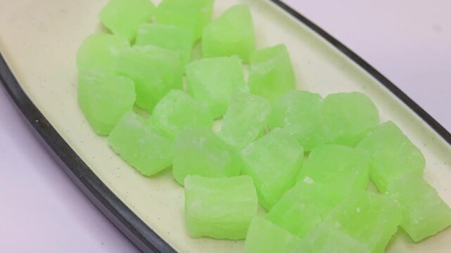 Petha is a translucent soft candy from the Indian subcontinent made from ash gourd or white pumpkin