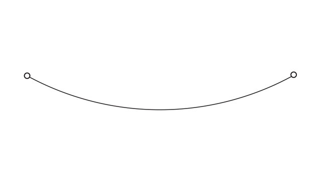 Simple curved line hanging down between two circular endpoint nodes on white background with arc line sagging line vector path connection line graphic element line art geometric line